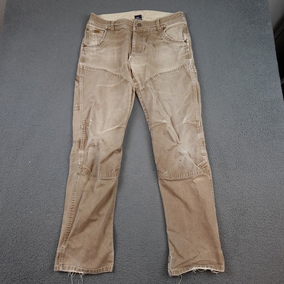 KÜHL Other - Kuhl The Law Cargo Pants Mens 35x34 Beige Workwear Distressed Frayed Hems